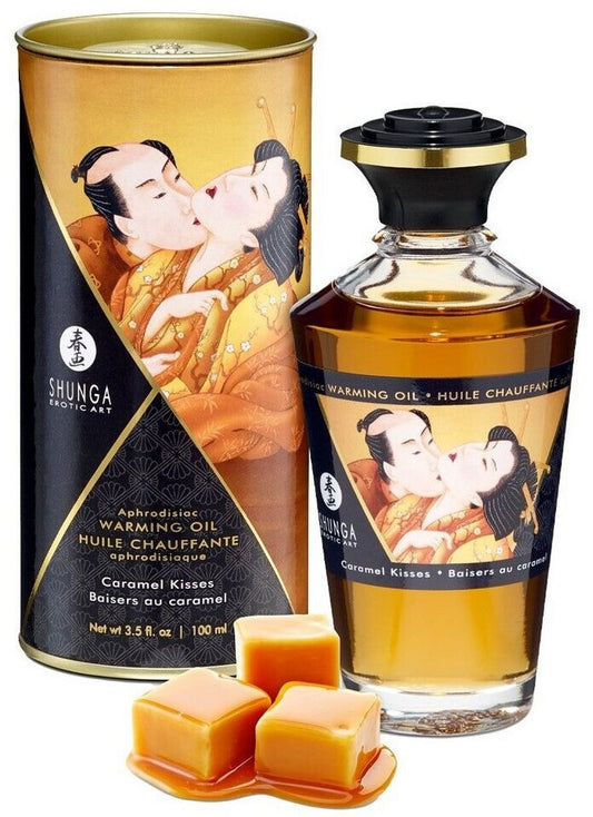 Shunga Huile de massage chauffante - Baisers de Caramel