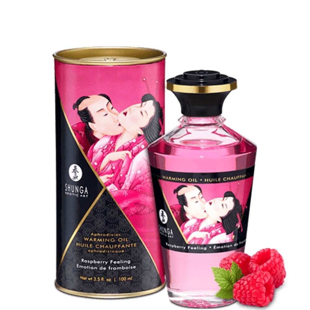 Shunga Huile de massage chauffante - Emotion de Framboise