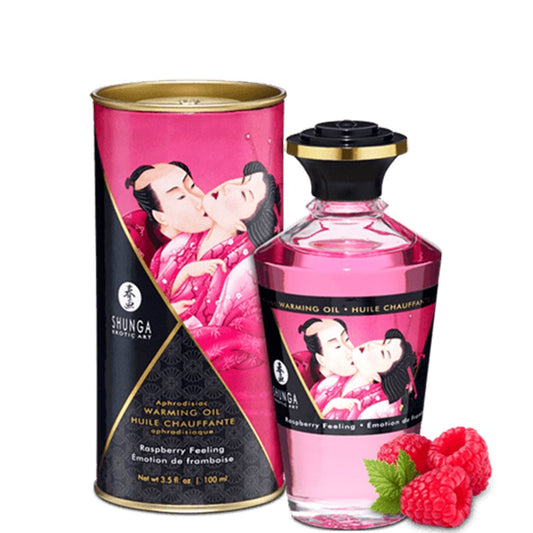 Shunga Huile de massage chauffante - Emotion de Framboise