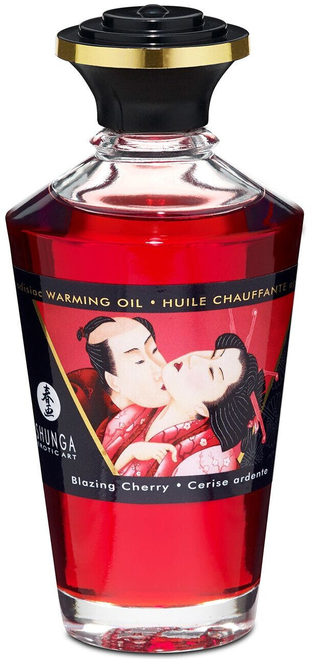 Shunga Huile de massage chauffante - Cerise Ardente