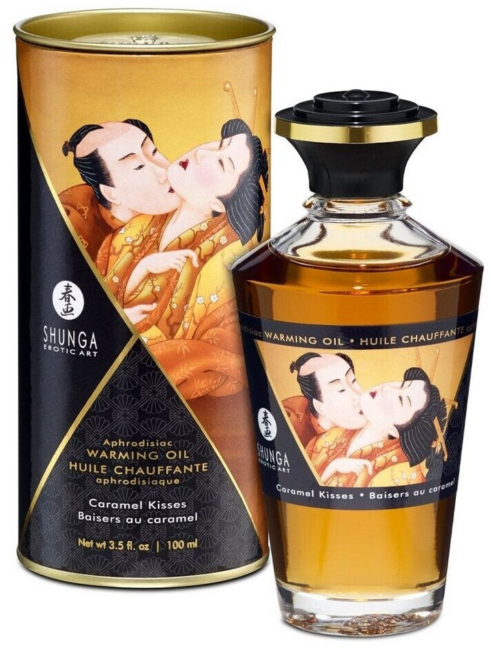 Shunga Huile de massage chauffante - Baisers de Caramel