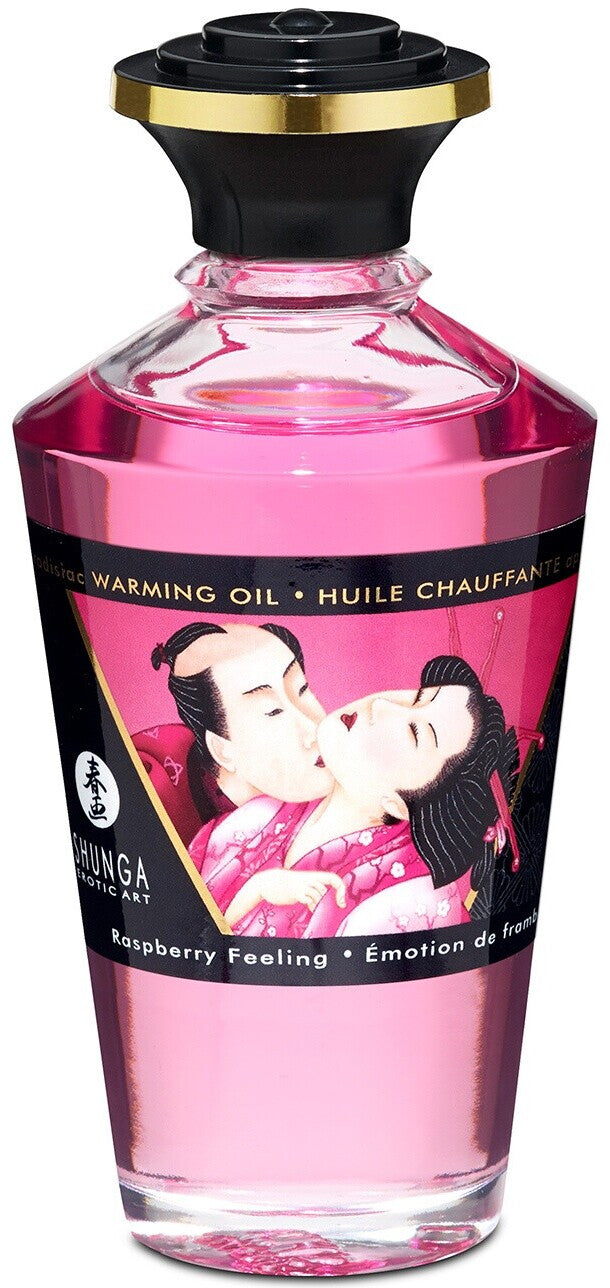 Shunga Huile de massage chauffante - Emotion de Framboise