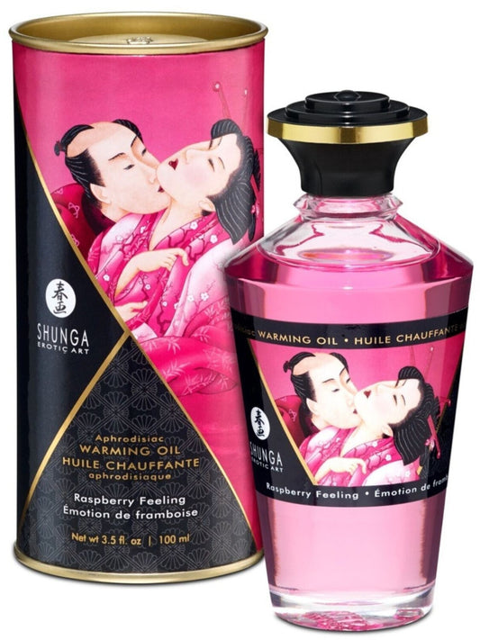 Shunga Huile de massage chauffante - Emotion de Framboise